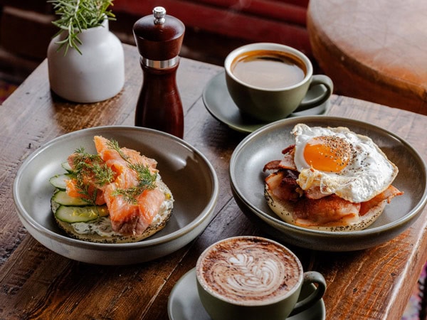 brunch favourites and coffee on the table at Mr Chapple, Fremantle
