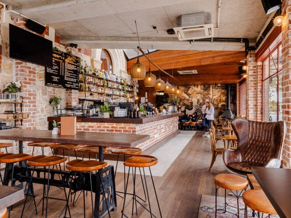the rustic and wooden dining interior of Mr Chapple