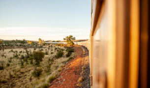 Looking out the window of The Ghan