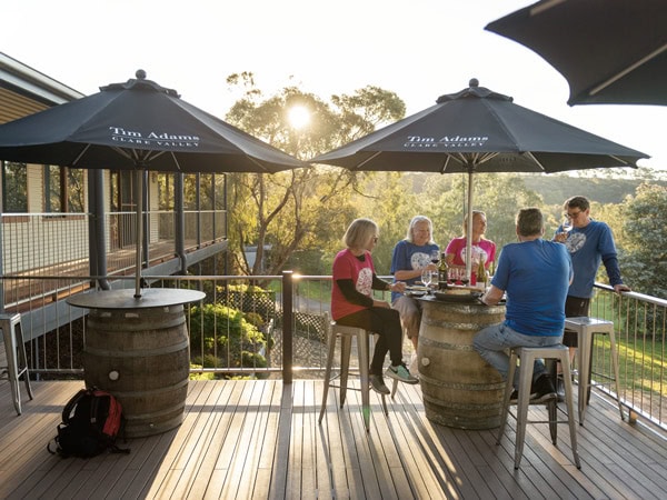friends drinking al fresco at Tim Adams Wines