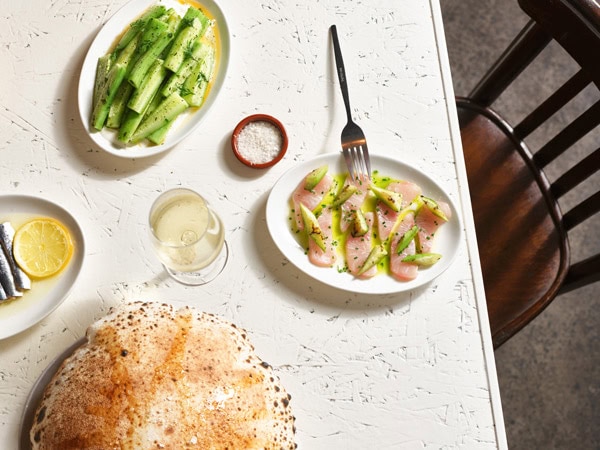 a table-top view of food at Totti’s Lorne