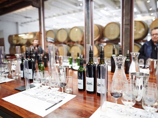 an array of wines on the table at Wynns Coonawarra Estate