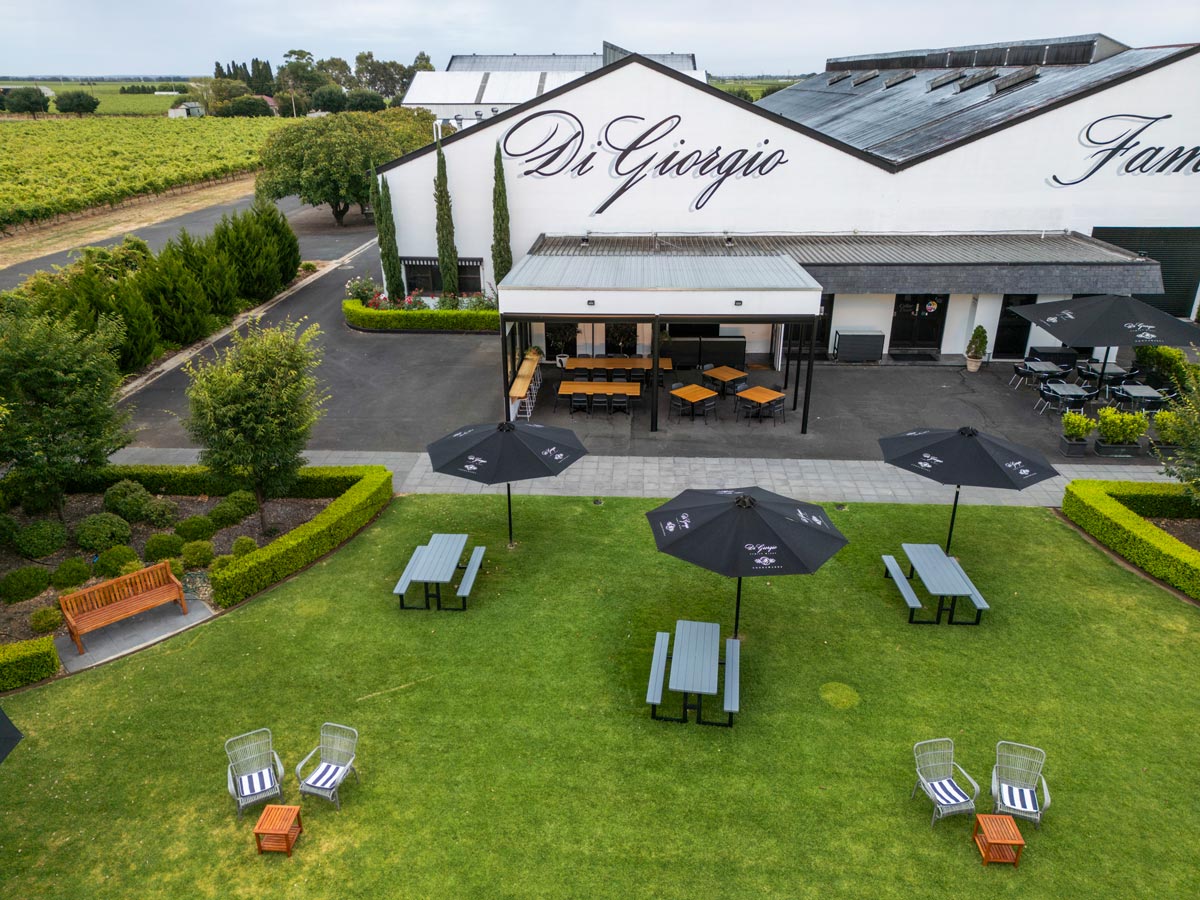 Aerial view of di Giorgio winery in Coonawarra