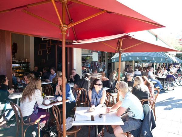 people dining al fresco at the Cappuccino strip in Fremantle