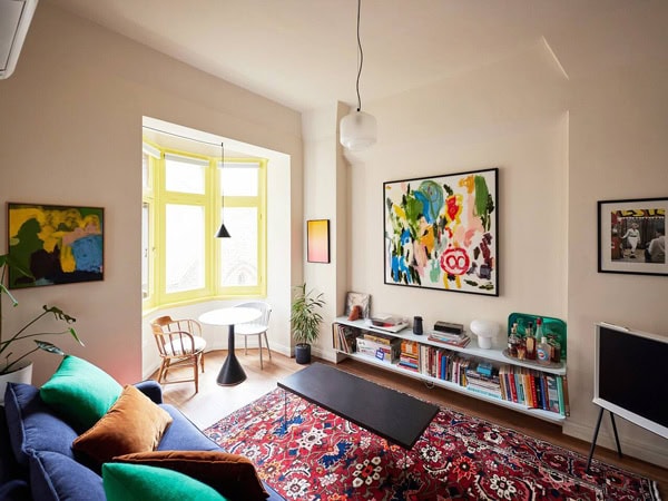 the Airbnb interior of a colourful city studio in Adelaide