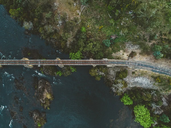 an aerial view of the Derwent Bridge