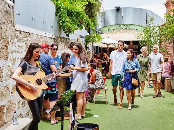 a band performing in one of of the Fremantle markets