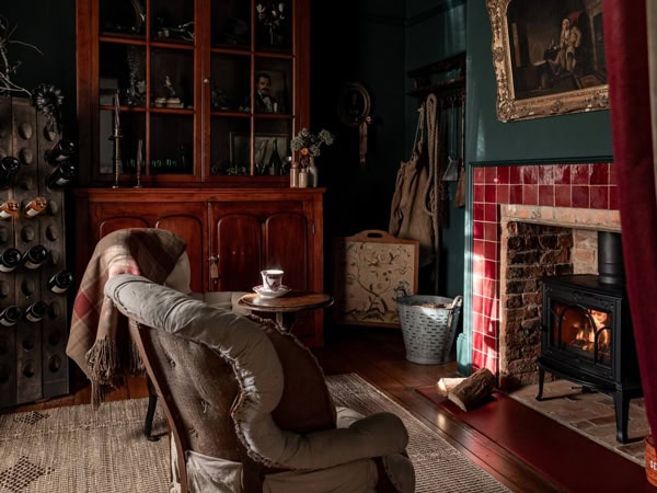 the vintage interior of Lumière Lodge