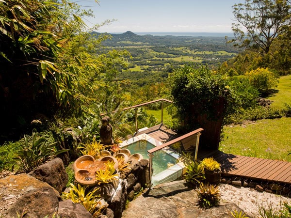 a spa with a view at Koonyum Range Retreat, Mullumbimby