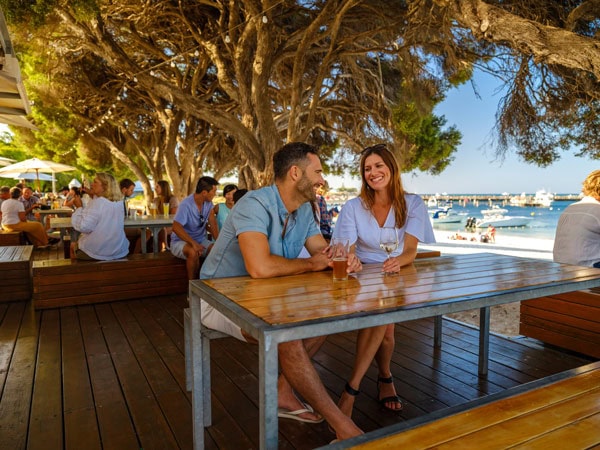 a couple enjoying lunch on Rottnest Island