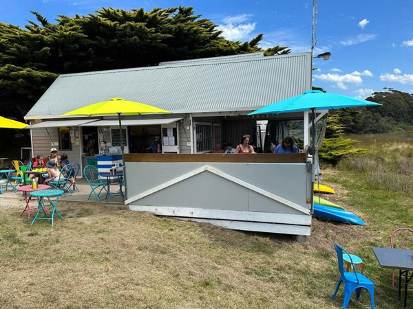 the exterior of Swing Bridge Café and Boathouse, Lorne