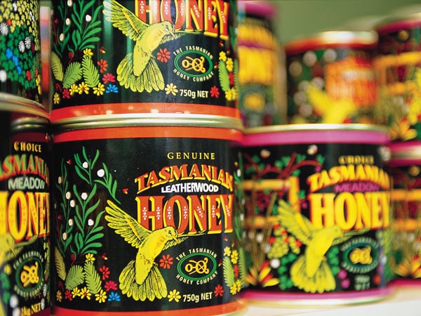 a close-up shot of honey samples at Tasmanian Honey Company