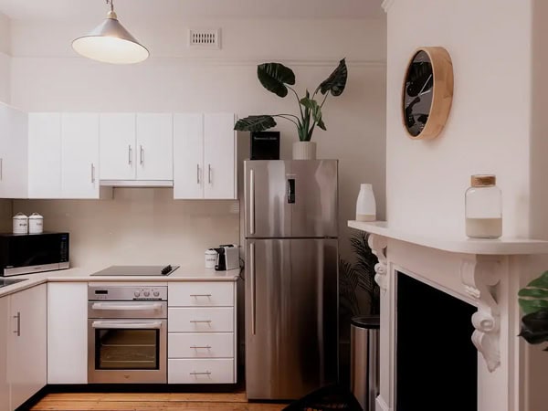 the kitchen area at West Hobart Cottage