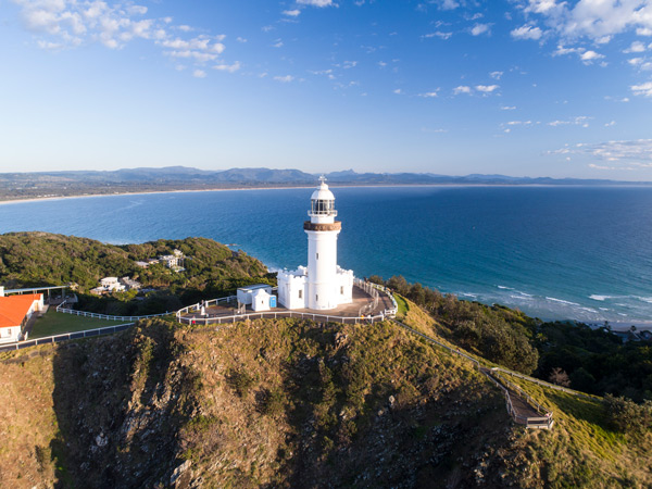 an aerial view of the Cape Byron Lighthouse