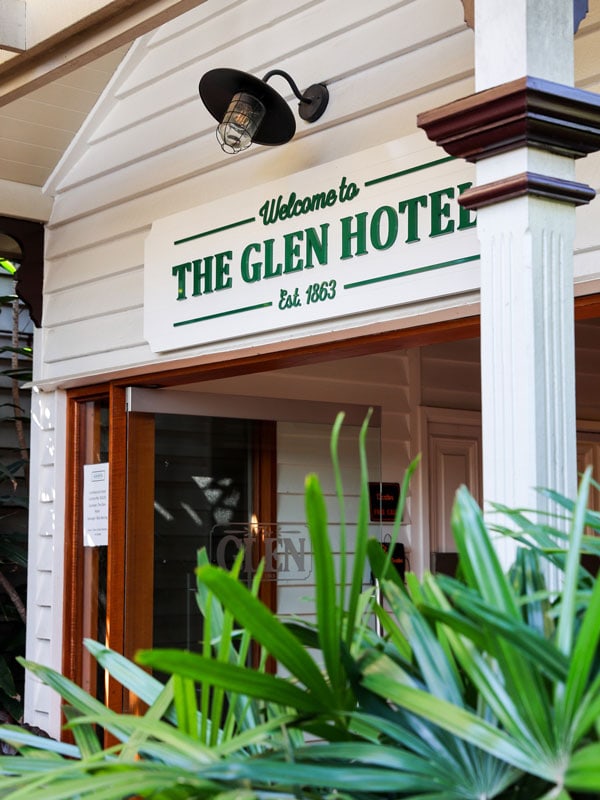 green foliage in front of The Glen Hotel, Brisbane