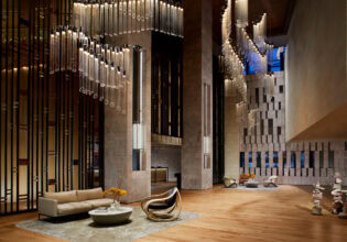 the elegant lobby at Ritz Carlton Perth