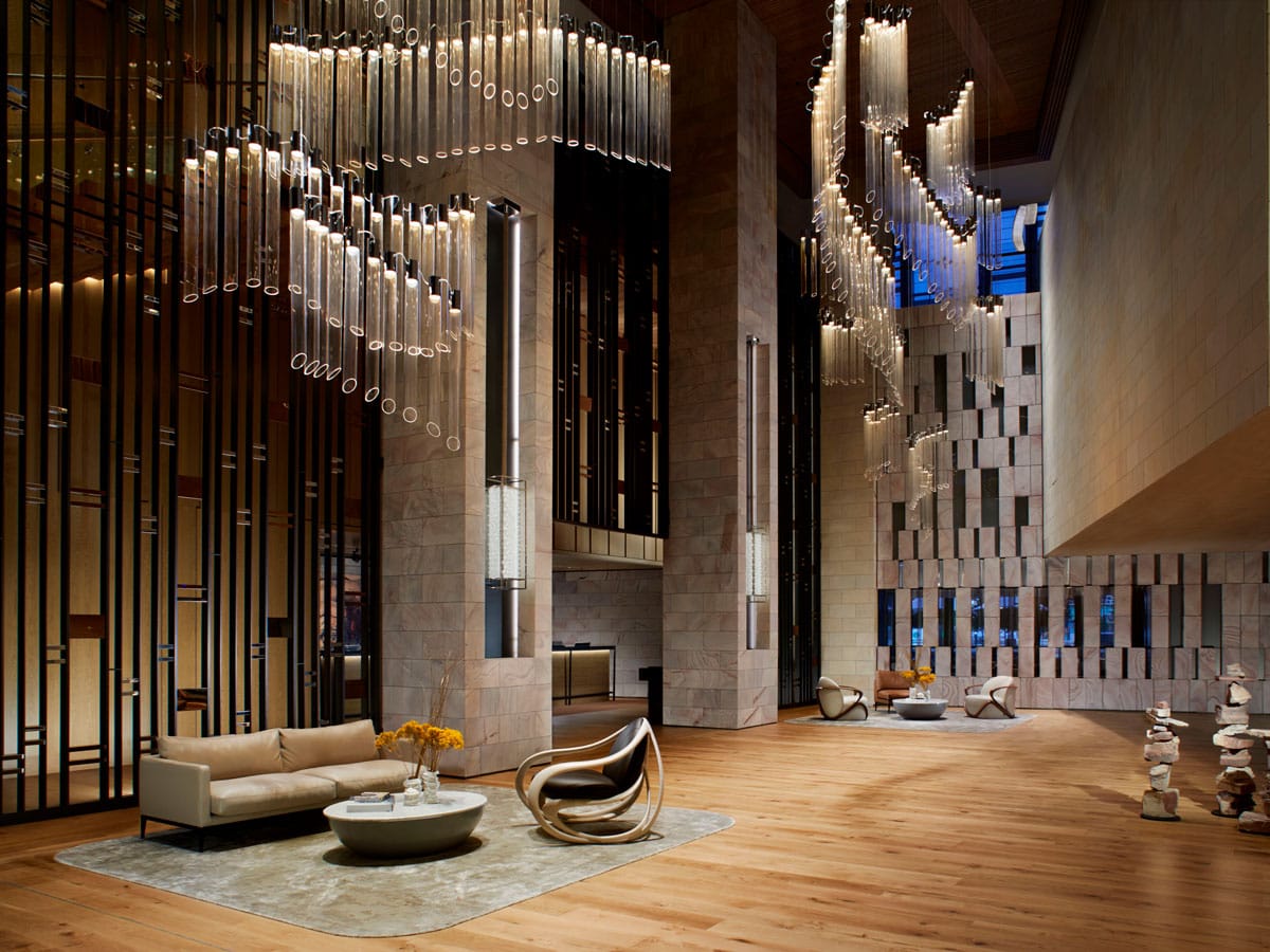 the elegant lobby at Ritz Carlton Perth