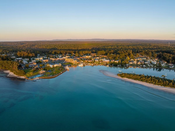 Huskisson aerial shot on NSW South Coast