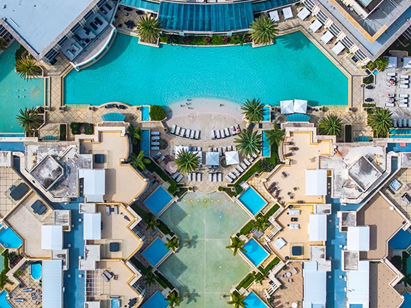 Palazzo Versace Imperial Hotel Gold Coast pool from above