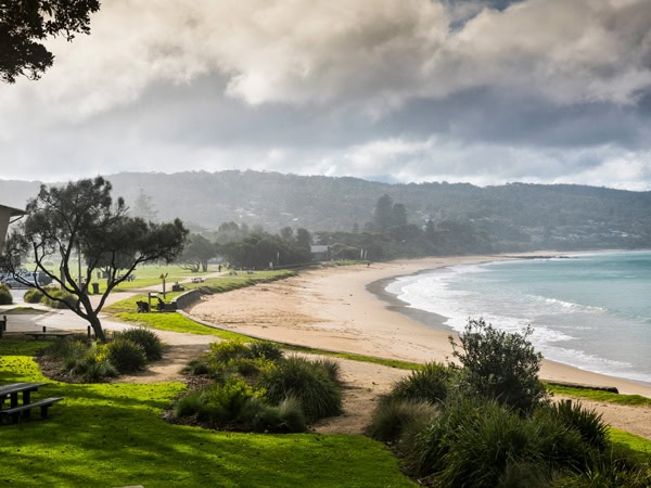 a scenic landscape of the Lorne Beach