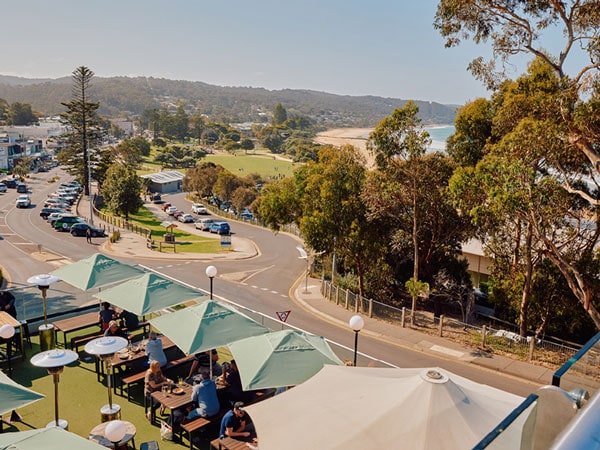 an aerial view of The Lorne Hotel Bistro & Beer Garden