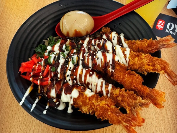 a fried Japanese dish at Oya Bowl Bar, East Gosford