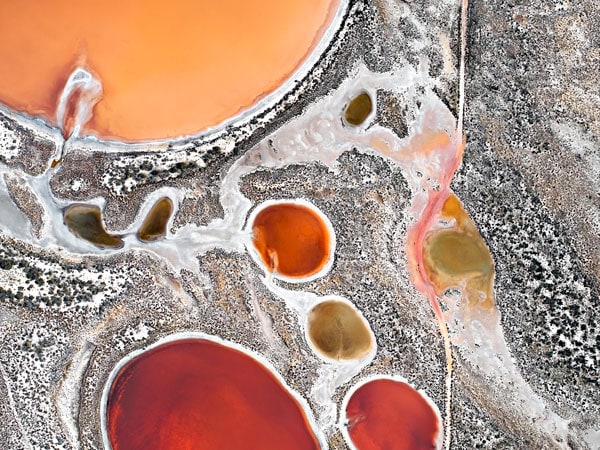 an aerial view of Pithara Salt Lakes, the Wheatbelt, WA