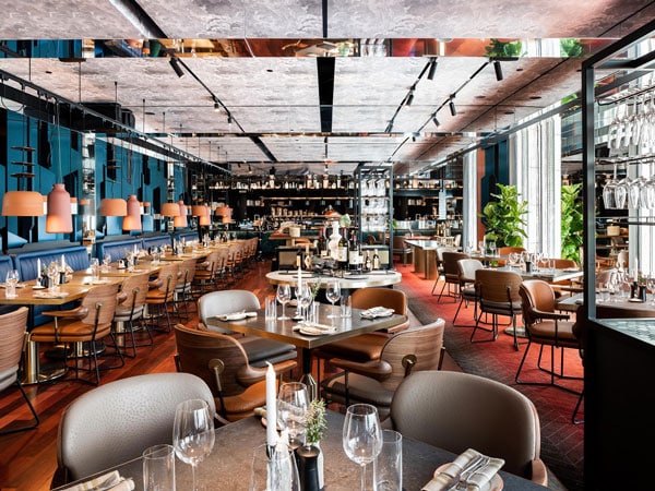 the dining interior of Santini at QT, Perth