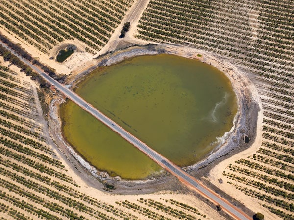 the Quairading Pink Lake, the Wheatbelt, WA as seen from above