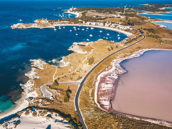 the scenic landscape of Rottnest Island as seen from above