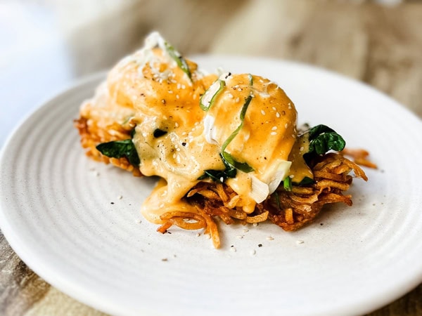 a close-up shot of a breakfast dish at The Pantry, Forresters Beach