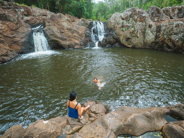 friends swimming in Wappa Falls, Brisbane