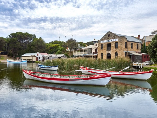 boats docked at Flagstaff Hill Maritime Village