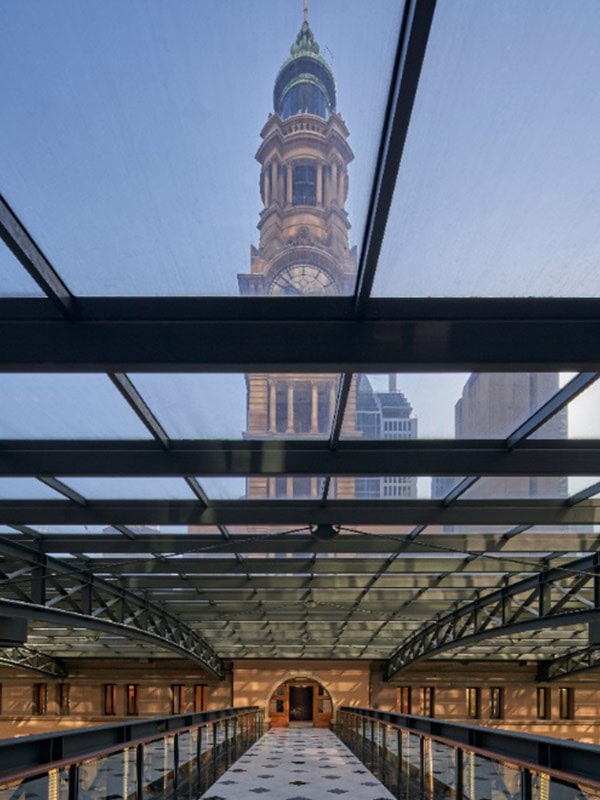 glass ceiling of the fullerton hotel sydney