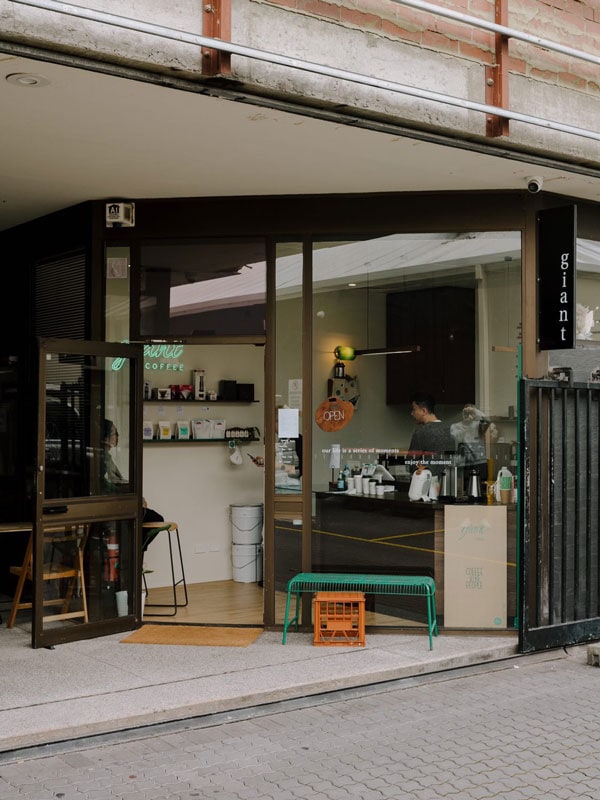 the cafe exterior of Giant Coffee, Perth