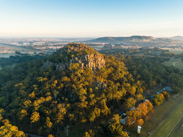 an aerial view of the Hanging Rock