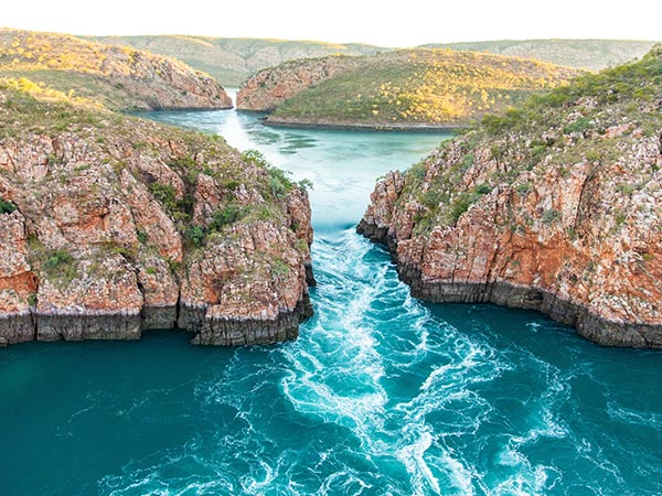 an aerial view of the Horizontal Falls, Talbot Bay