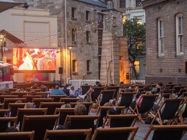 the chairs at the Laneway Cinema at The Rocks, Sydney, NSW