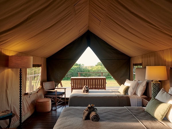 Murwangi Safari Camp tent interior on the banks of the Arafura Swamp.