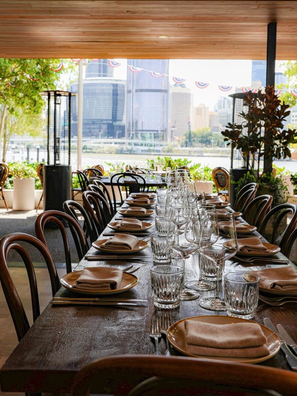 a long dining table at Popolo, Brisbane