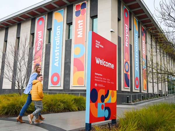 a mother and son heading to The Royal Australian Mint, Canberra