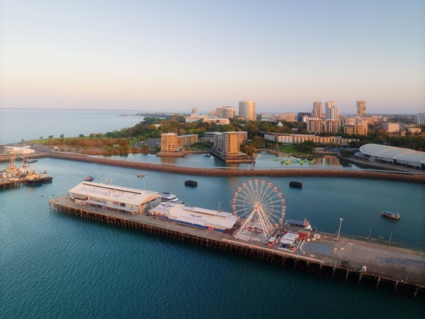 an aerial view of Stokes Hill Wharf, Darwin