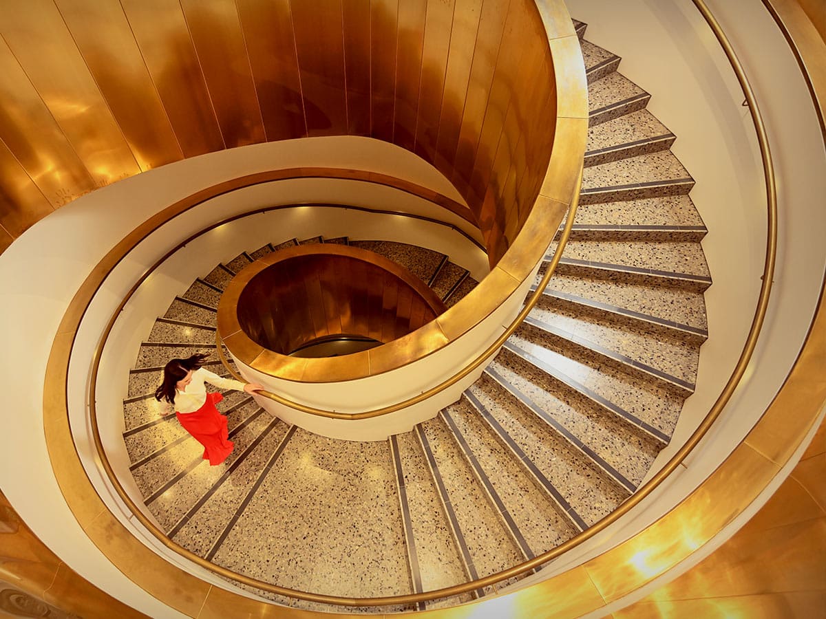 spiral stairacase inside WA Museum Boola Bardi