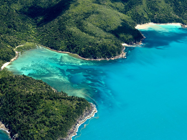 Whitsunday islands as seen from above