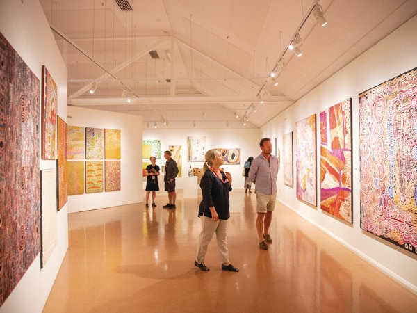 visitors exploring inside the Araluen Arts Centre