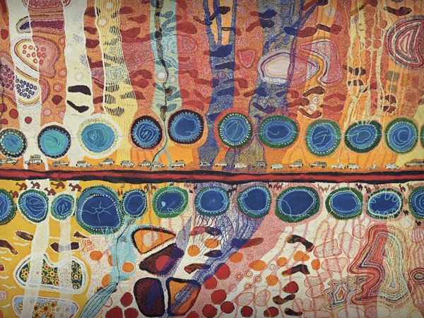 an Indigenous art painting at WA Museum Boola Bardip, Perth