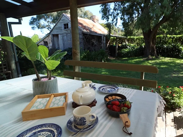 breakfast by the garden at Cherry Plum Cottages