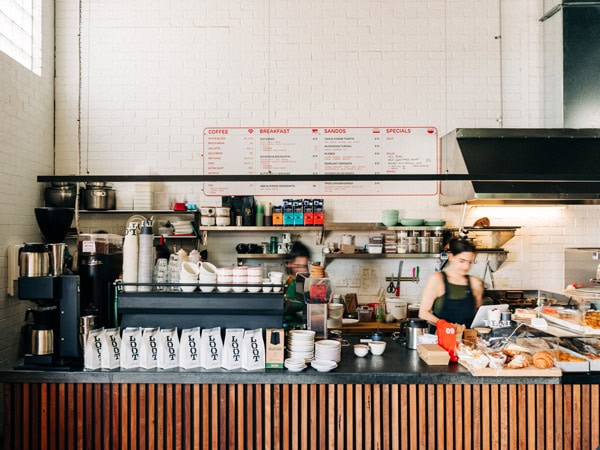 the cafe counter at Community Coffee in Perth