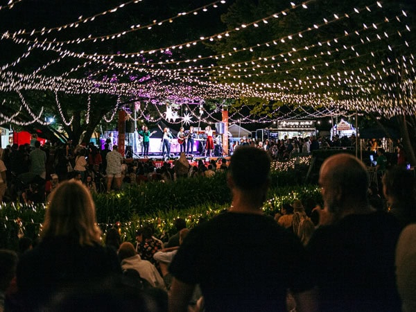 an event in Hahndorf festooned with fairy lights