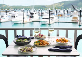 dining at Manta Ray by the marina, Hamilton Island